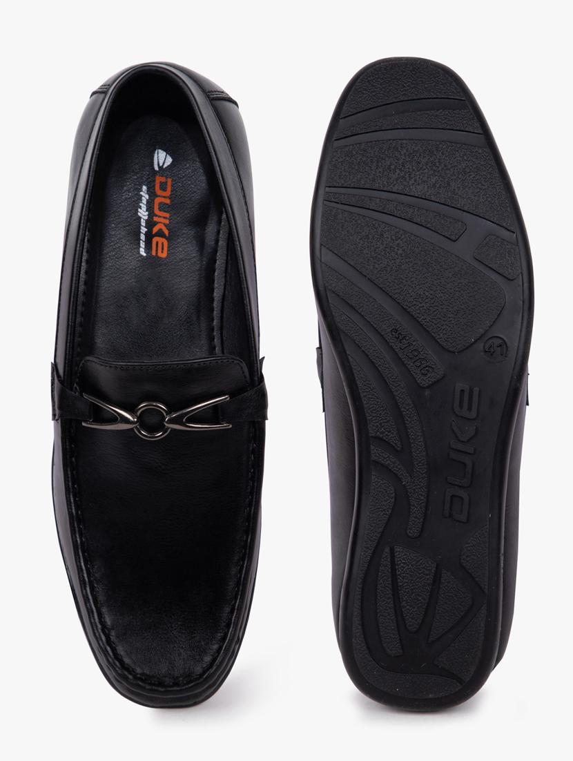 black synthetic slip on casual shoes - 18253369 - Standard Image - 3