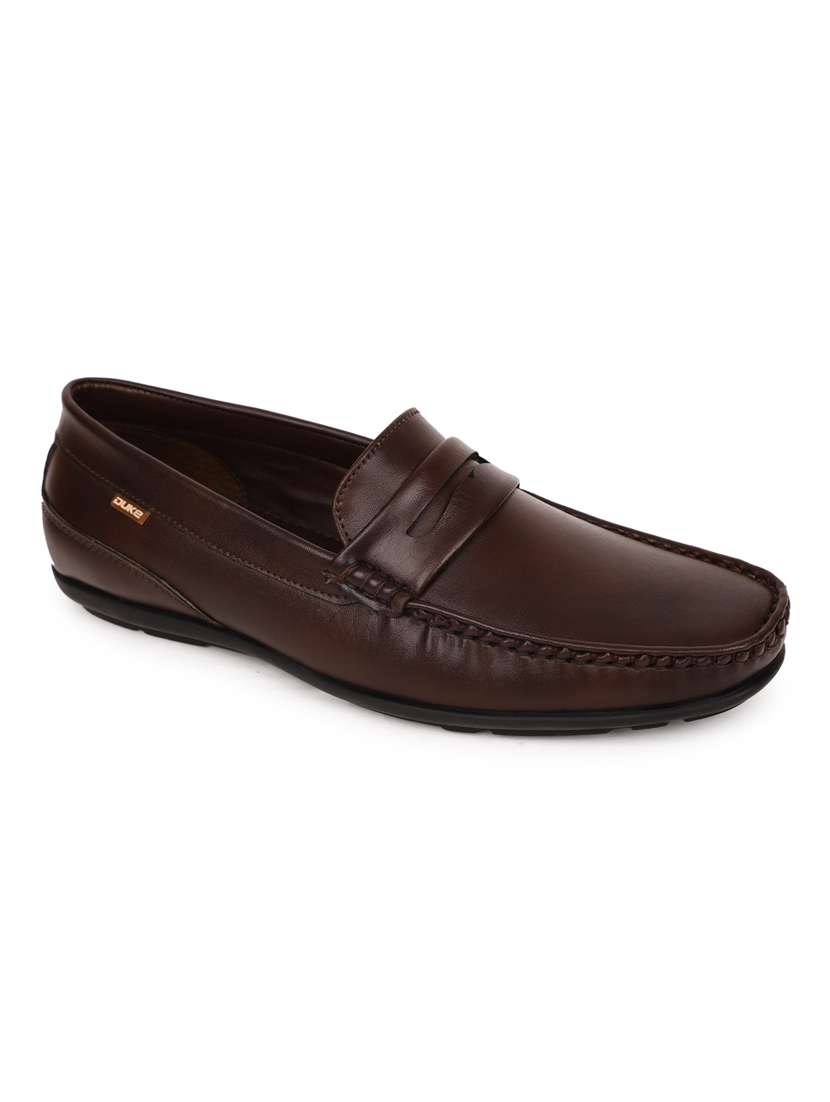 brown synthetic slip on casual shoes