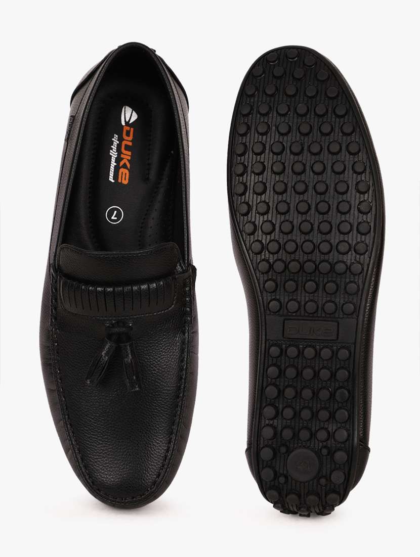 black synthetic slip on casual shoes - 18253380 - Standard Image - 3
