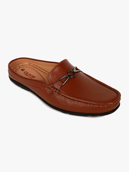 tan synthetic slip on casual shoes - 18253387 - Standard Image - 0