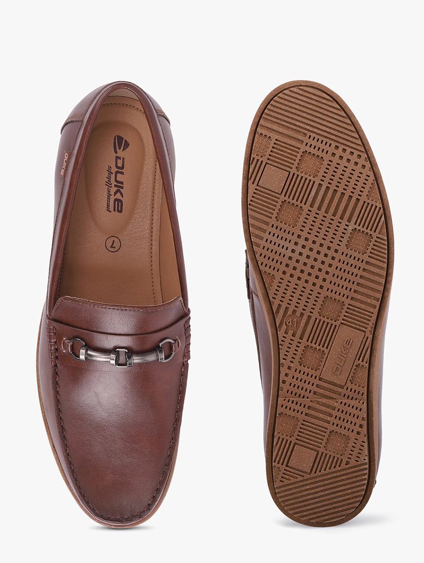 brown synthetic slip on casual shoes - 18253395 - Standard Image - 3