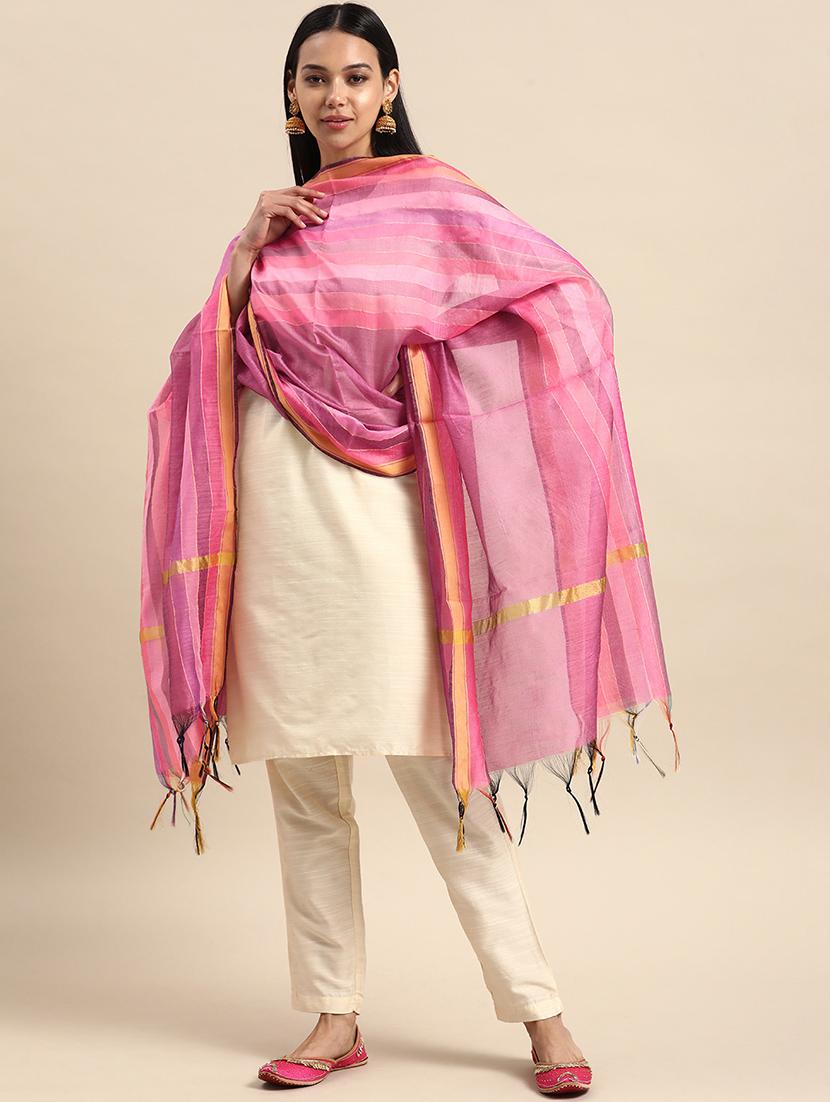 pink cotton dupatta - 18253749 - Zoom Image - 0
