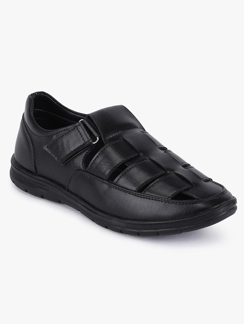 black synthetic & mesh slip on sandals - 18253837 -  Zoom Image - 0