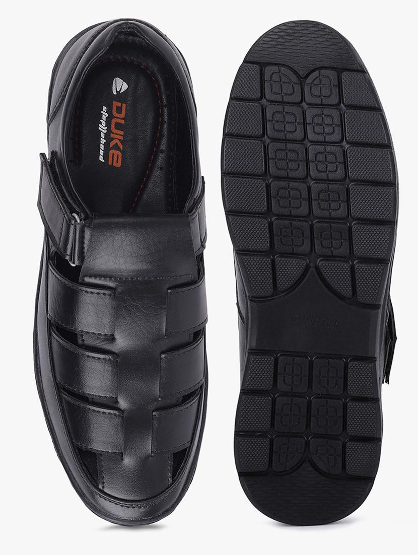 black synthetic & mesh slip on sandals - 18253837 - Standard Image - 3