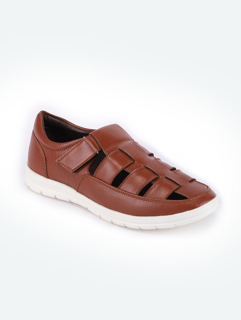 tan synthetic & mesh slip on sandals - 18253840 -  Zoom Image - 0