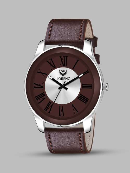 lorenz two tone dial & brown leather strap analogue watch for men | mk-404r - 18253867 -  Standard Image - 0
