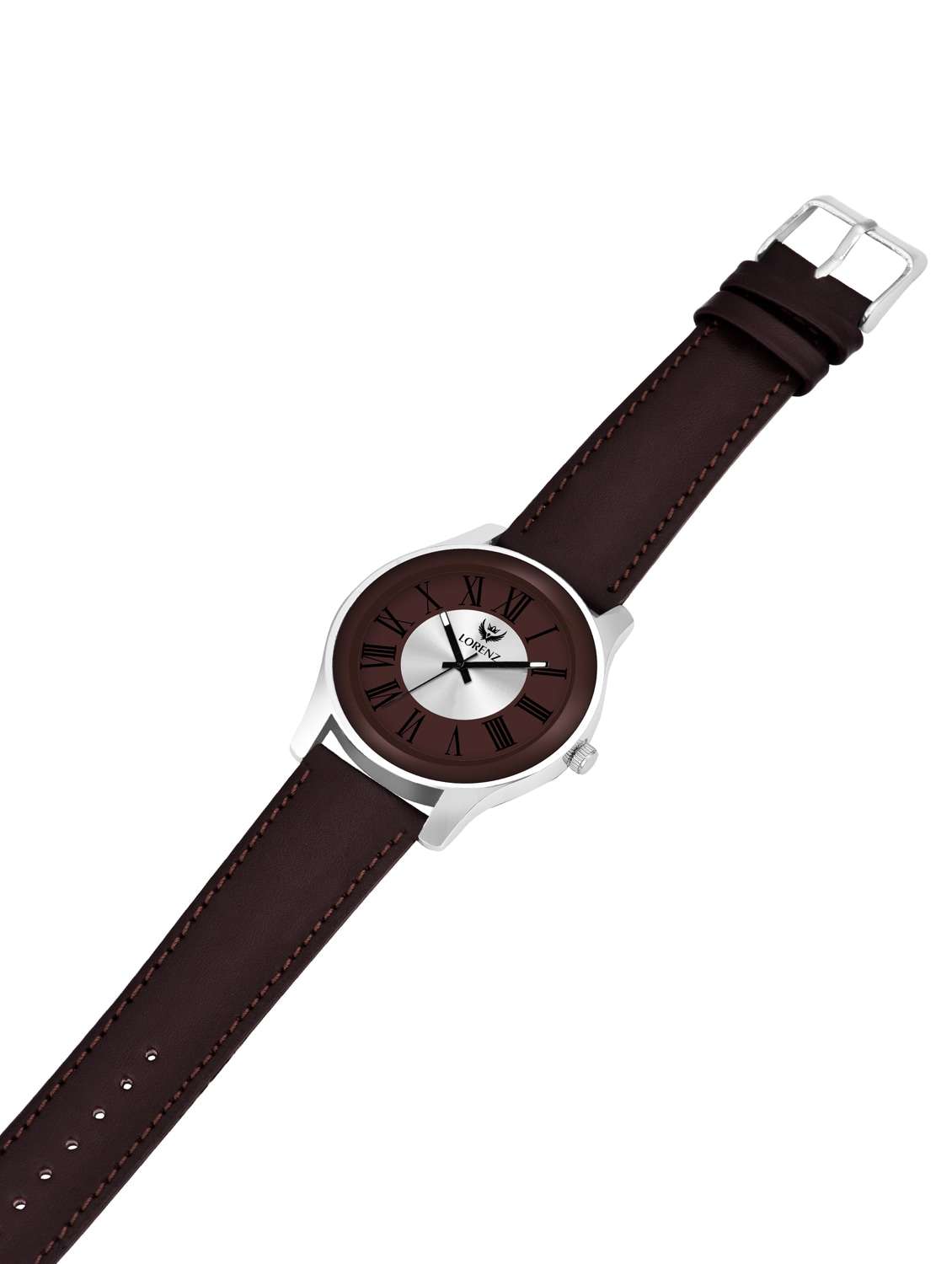 lorenz two tone dial & brown leather strap analogue watch for men | mk-404r - 18253867 -  Standard Image - 3
