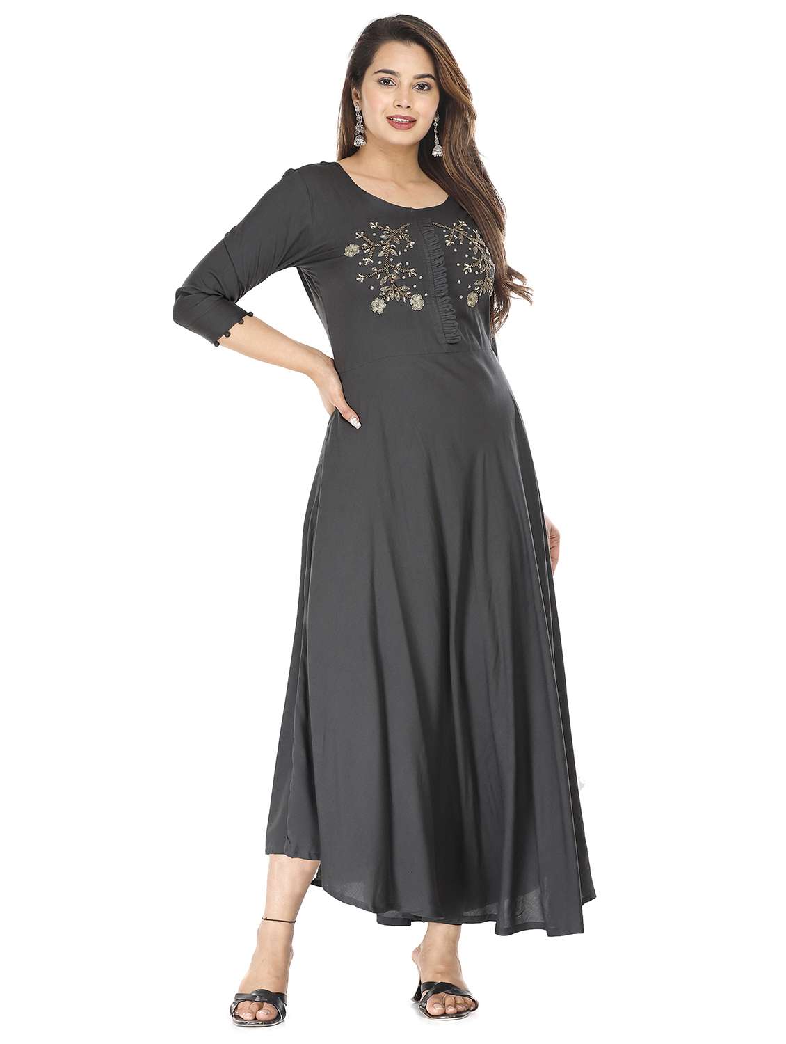 embellished flared ethnic dress