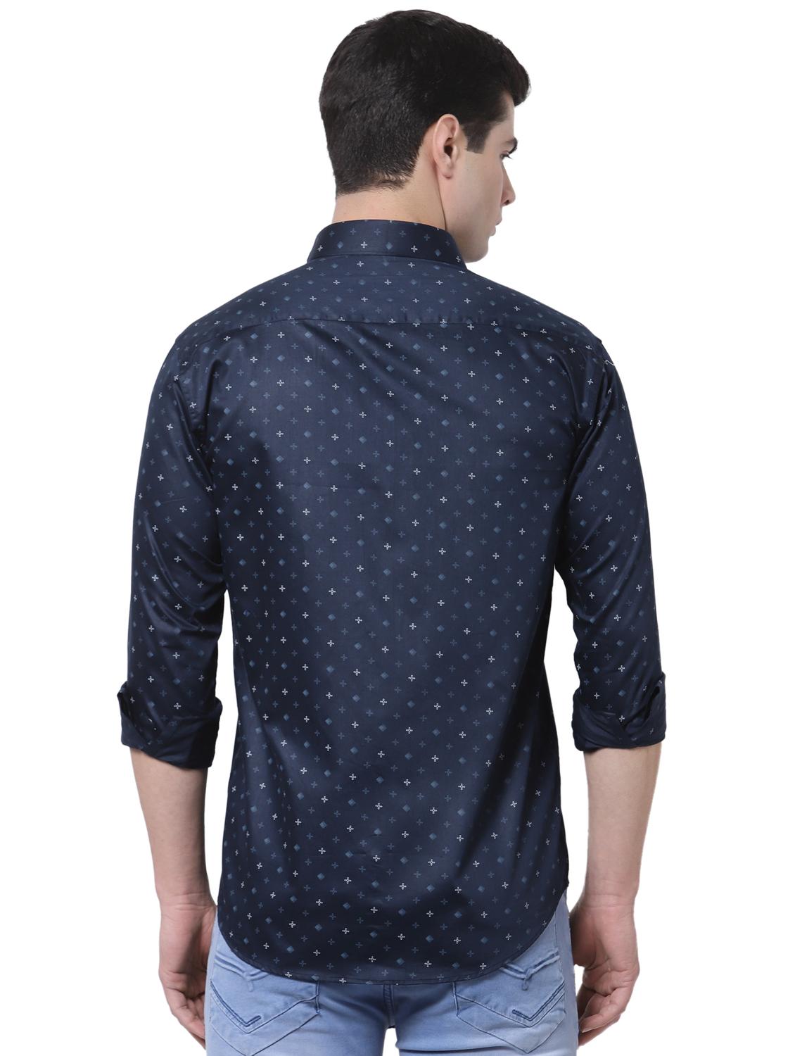 navy-blue printed casual shirt - 18254294 - Standard Image - 3