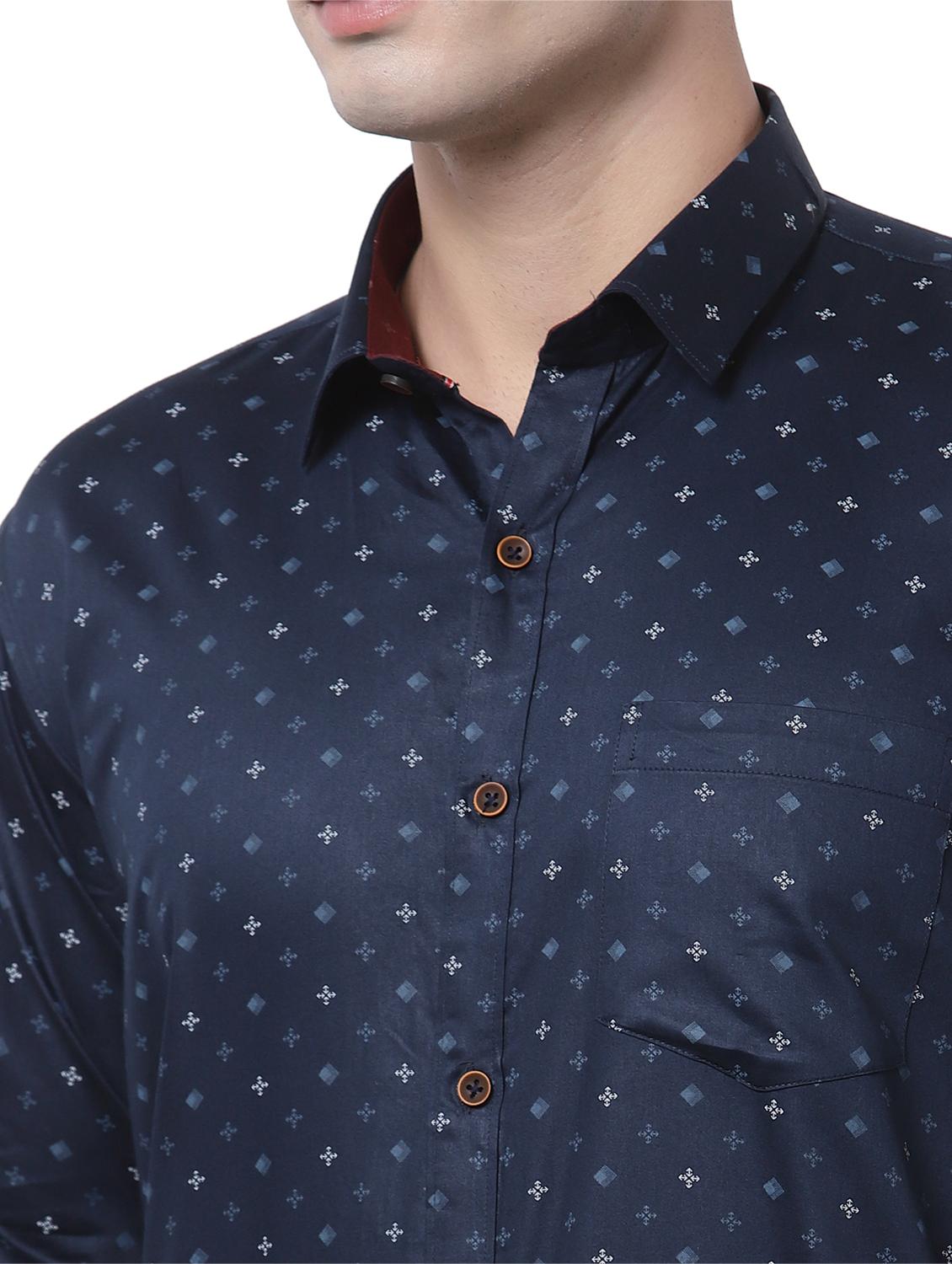 navy-blue printed casual shirt - 18254294 - Standard Image - 5