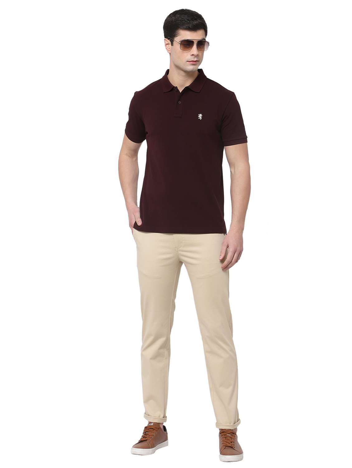 beige solid casual trouser - 18254337 - Standard Image - 3