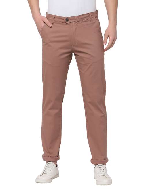 nude-brown solid casual trouser - 18254338 - Standard Image - 0