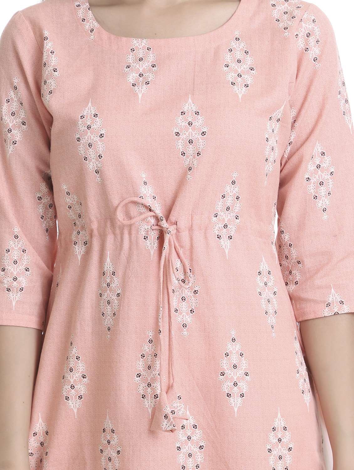 pink printed straight kurta - 18254388 - Standard Image - 3