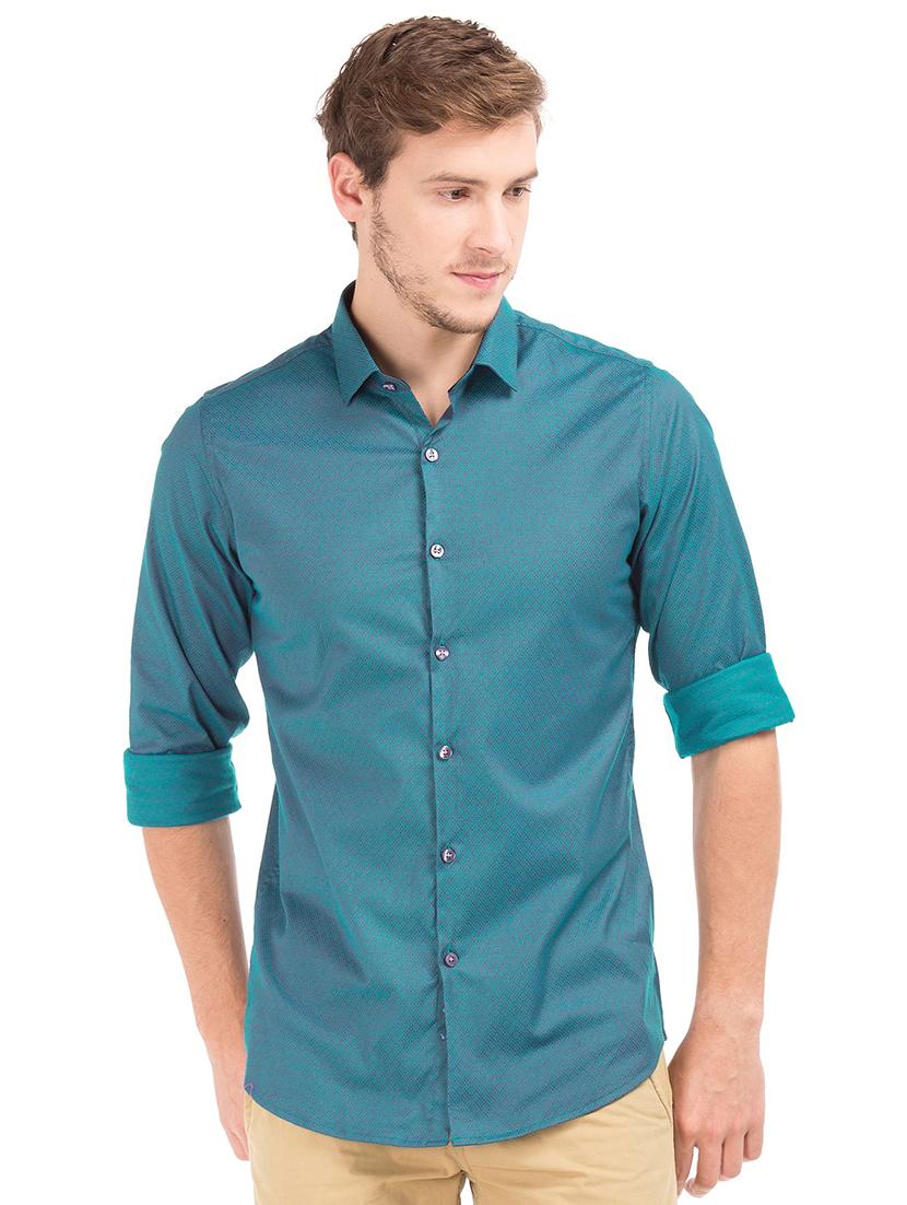 teal printed casual shirt - 18254707 - Zoom Image - 0