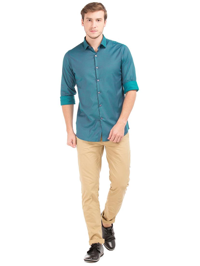 teal printed casual shirt - 18254707 - Standard Image - 3