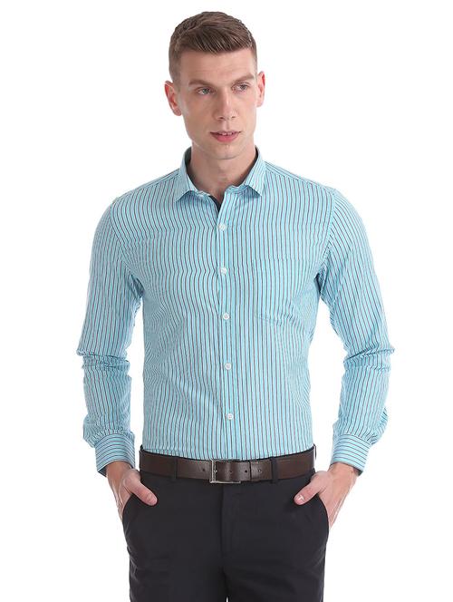 turquoise striped casual shirt - 18254725 -  Standard Image - 0