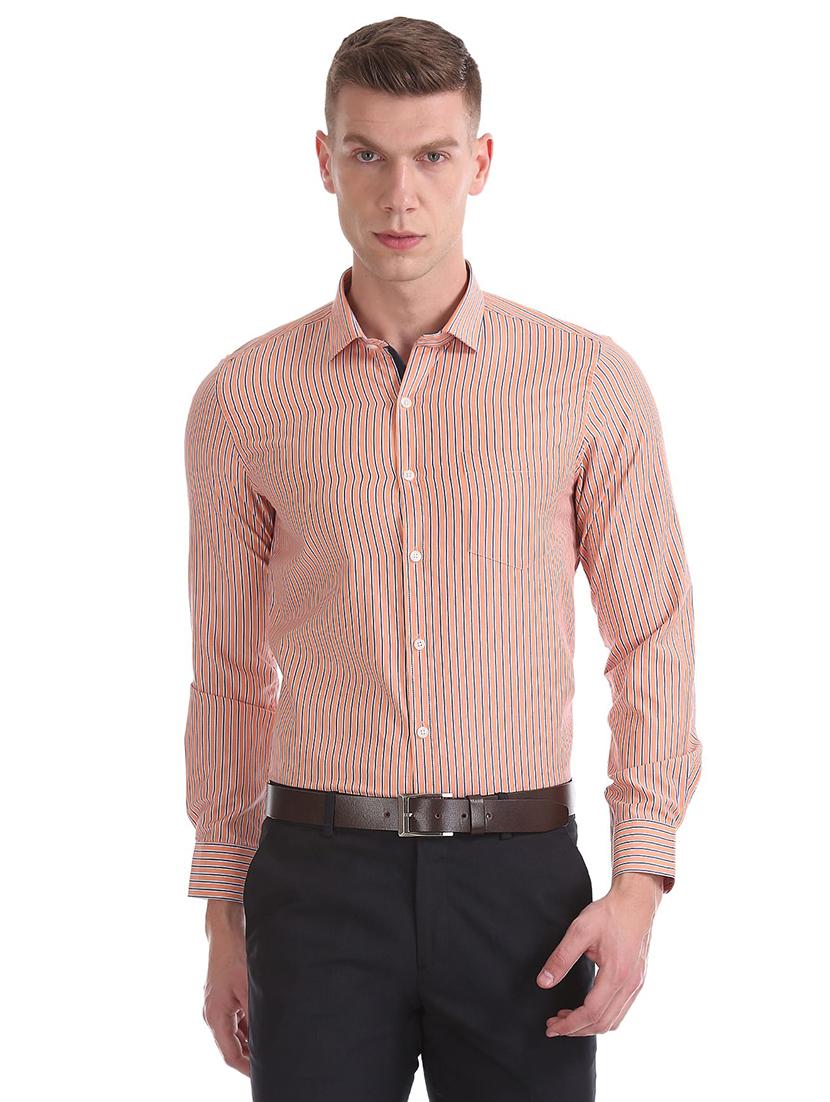 orange striped casual shirt - 18254730 - Zoom Image - 0
