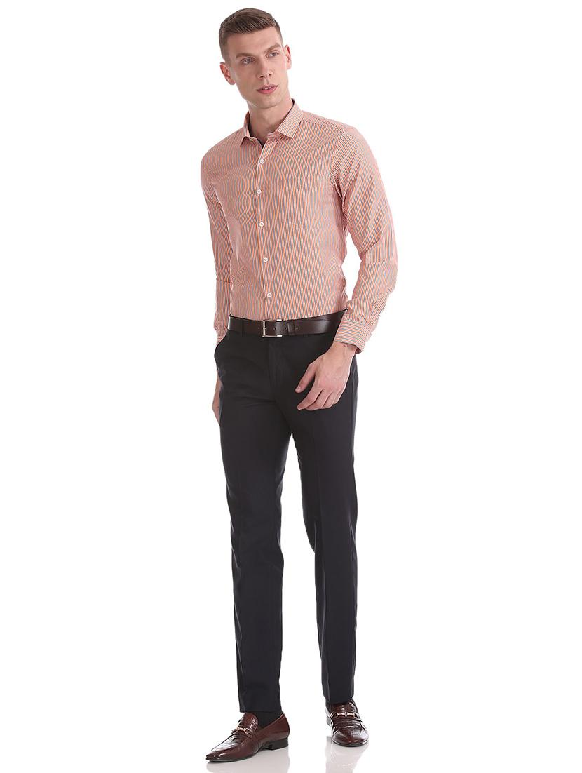 orange striped casual shirt - 18254730 - Standard Image - 3
