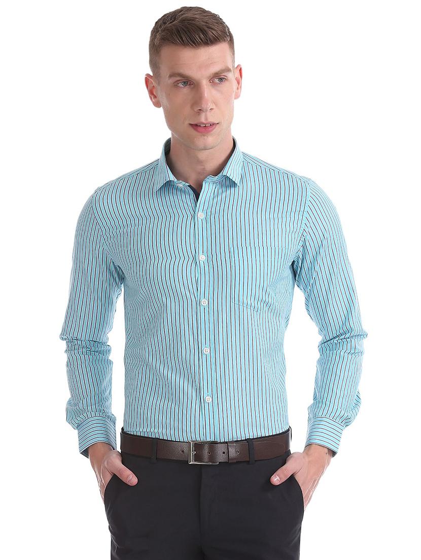 turquoise-striped casual shirt - 18254874 -  Zoom Image - 0