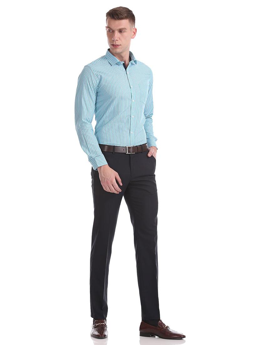 turquoise-striped casual shirt - 18254874 - Standard Image - 3