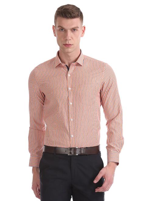 peach striped casual shirt - 18254876 -  Standard Image - 0