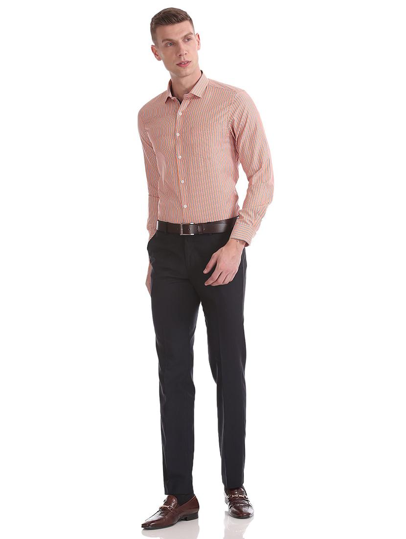 peach striped casual shirt - 18254876 - Standard Image - 3