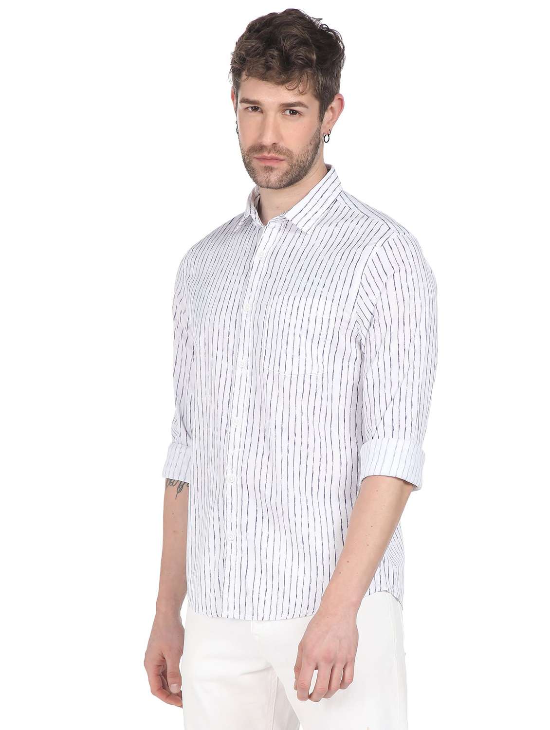 white striped casual shirt