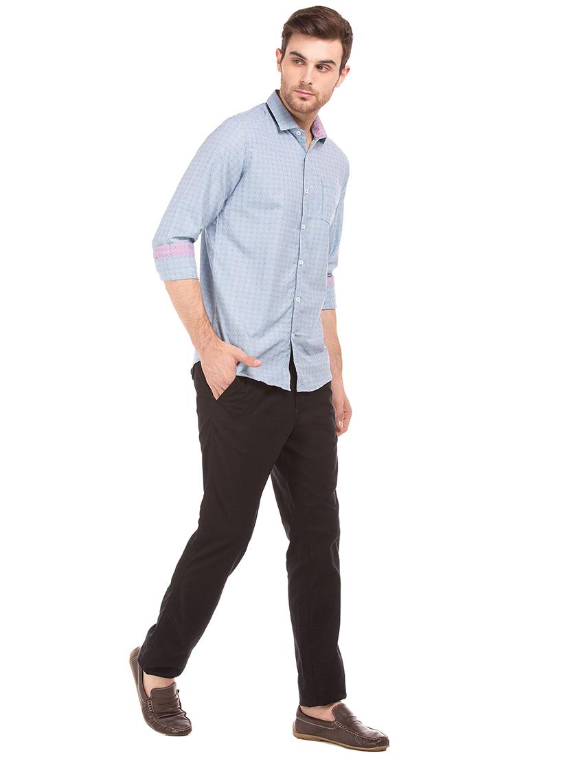 blue printed formal shirt - 18255755 - Standard Image - 3