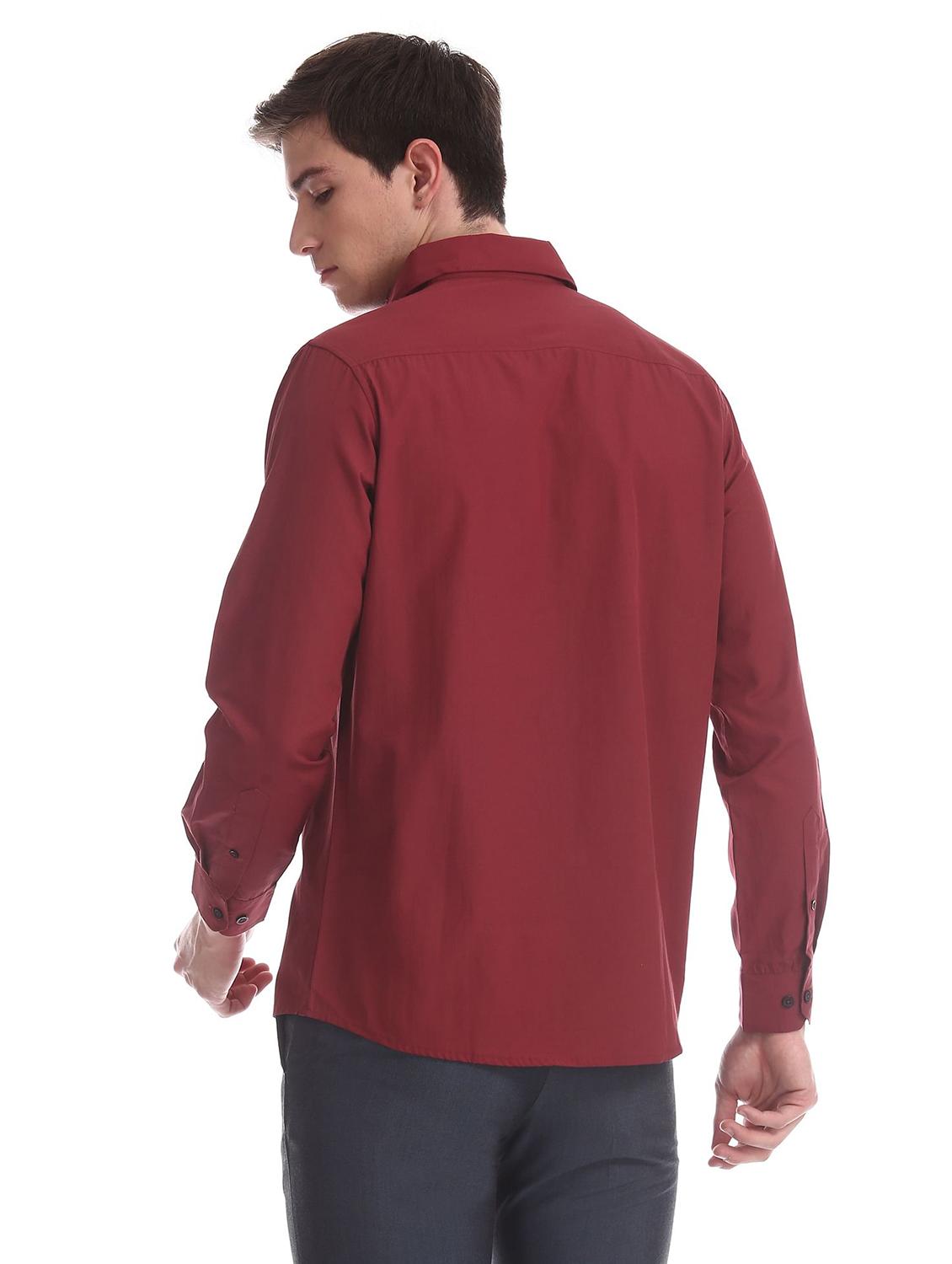maroon solid formal shirt - 18256148 - Standard Image - 3
