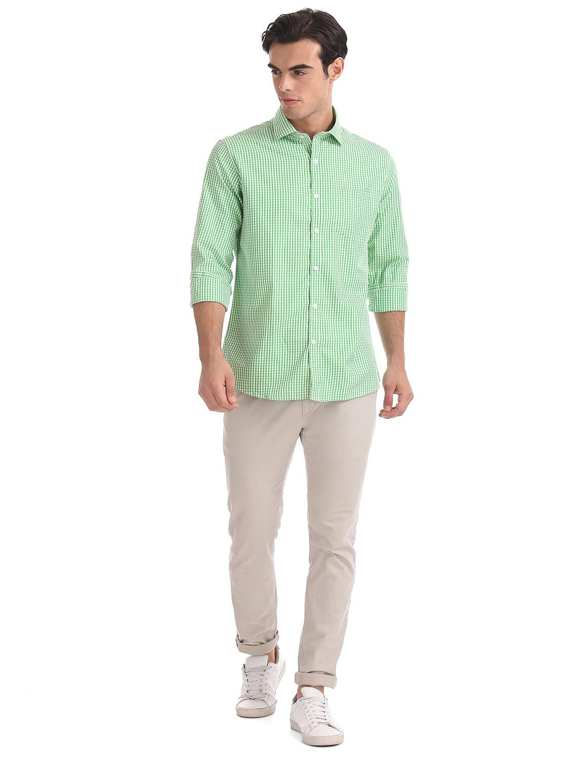 green checkered formal shirt - 18256149 - Standard Image - 3