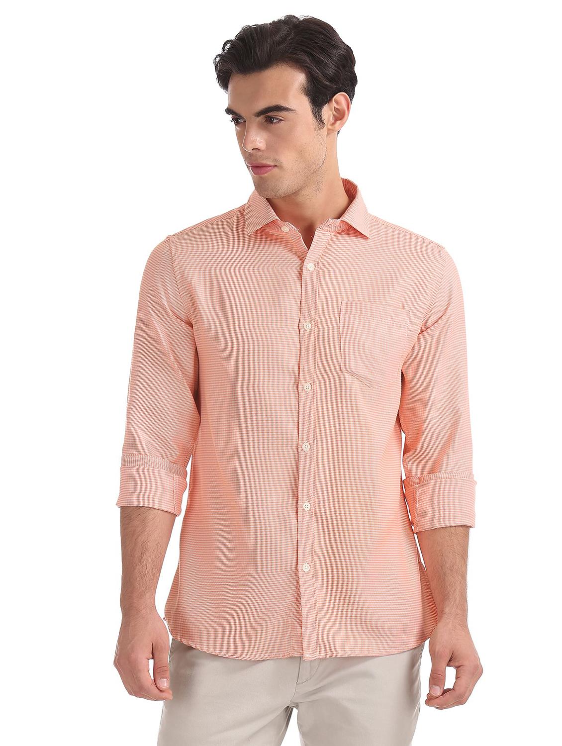 orange hounds-tooth formal shirt - 18256151 - Zoom Image - 0