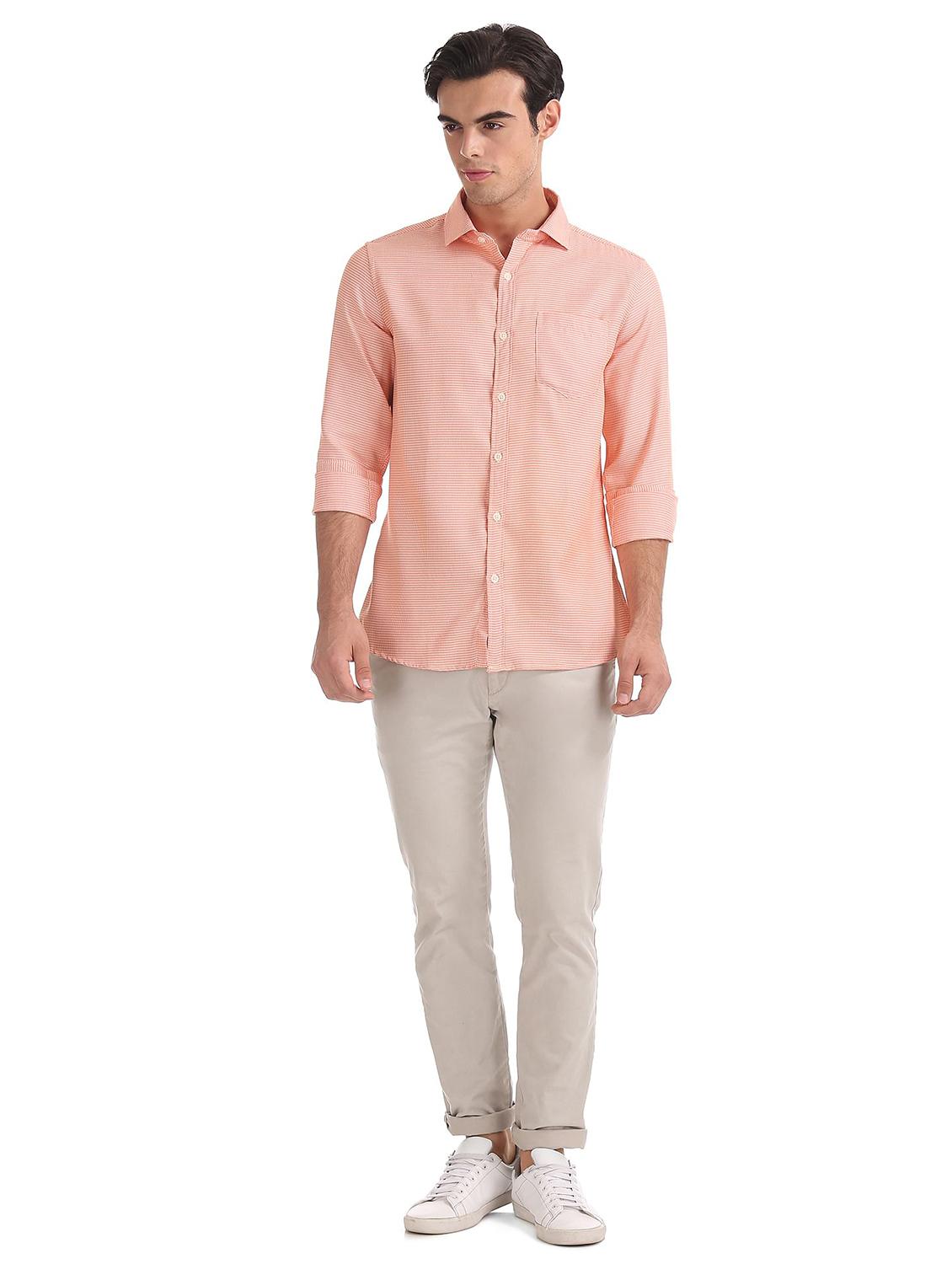 orange hounds-tooth formal shirt - 18256151 - Standard Image - 3