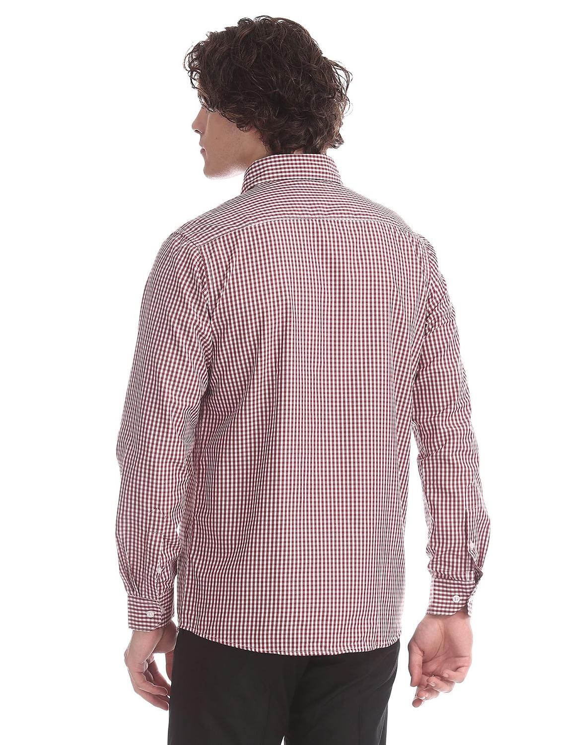 maroon checkered formal shirt - 18256153 - Standard Image - 3