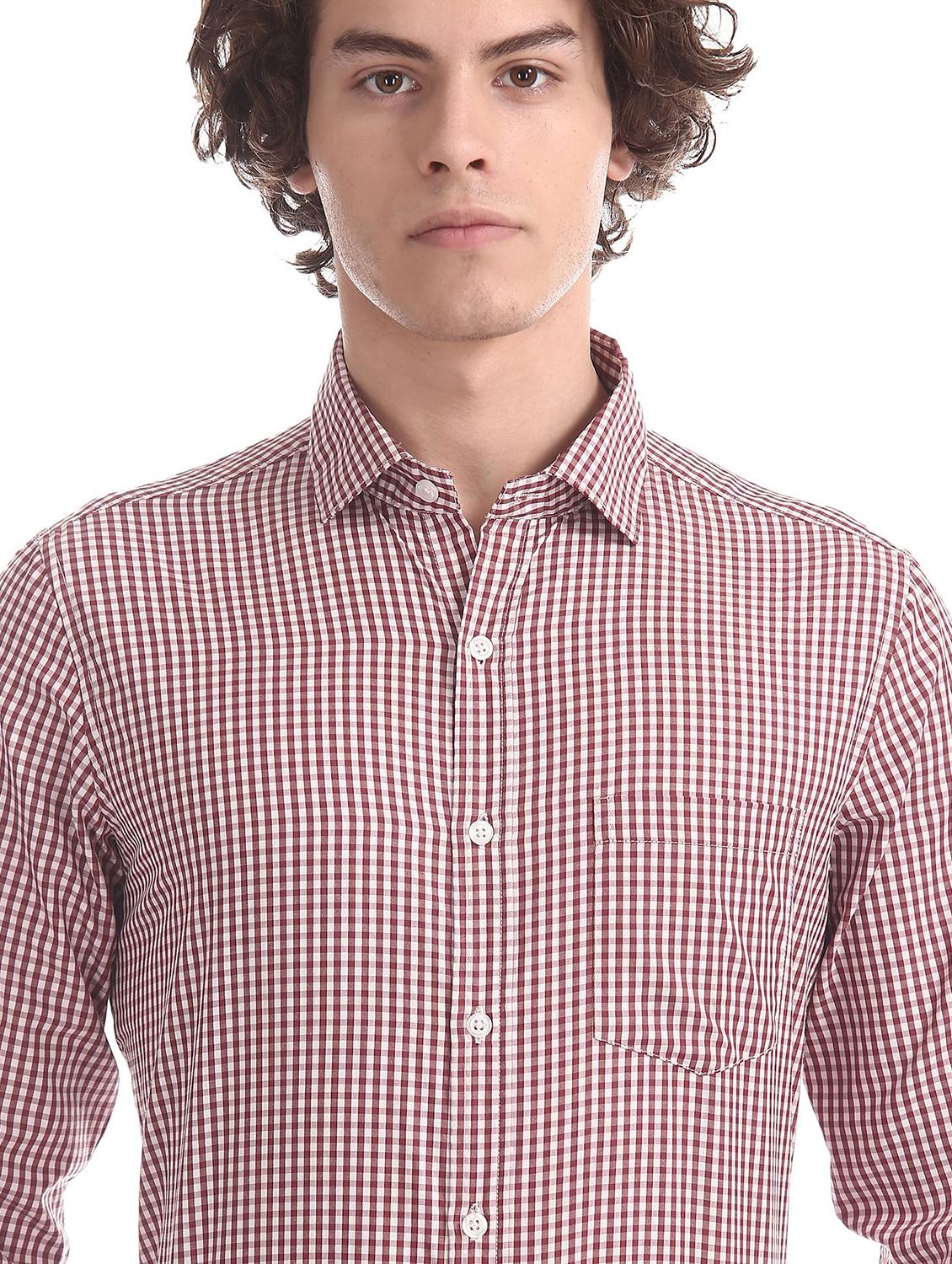 maroon checkered formal shirt - 18256153 - Standard Image - 5