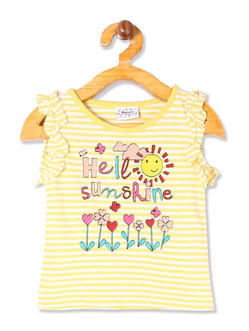 yellow striped ruffled top - 18257978 - Standard Image - 0