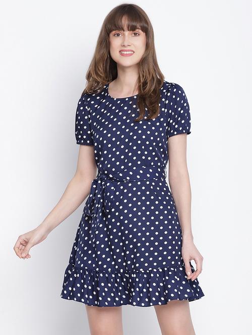 puff sleeved polka dots a-line dress - 18259580 - Standard Image - 0