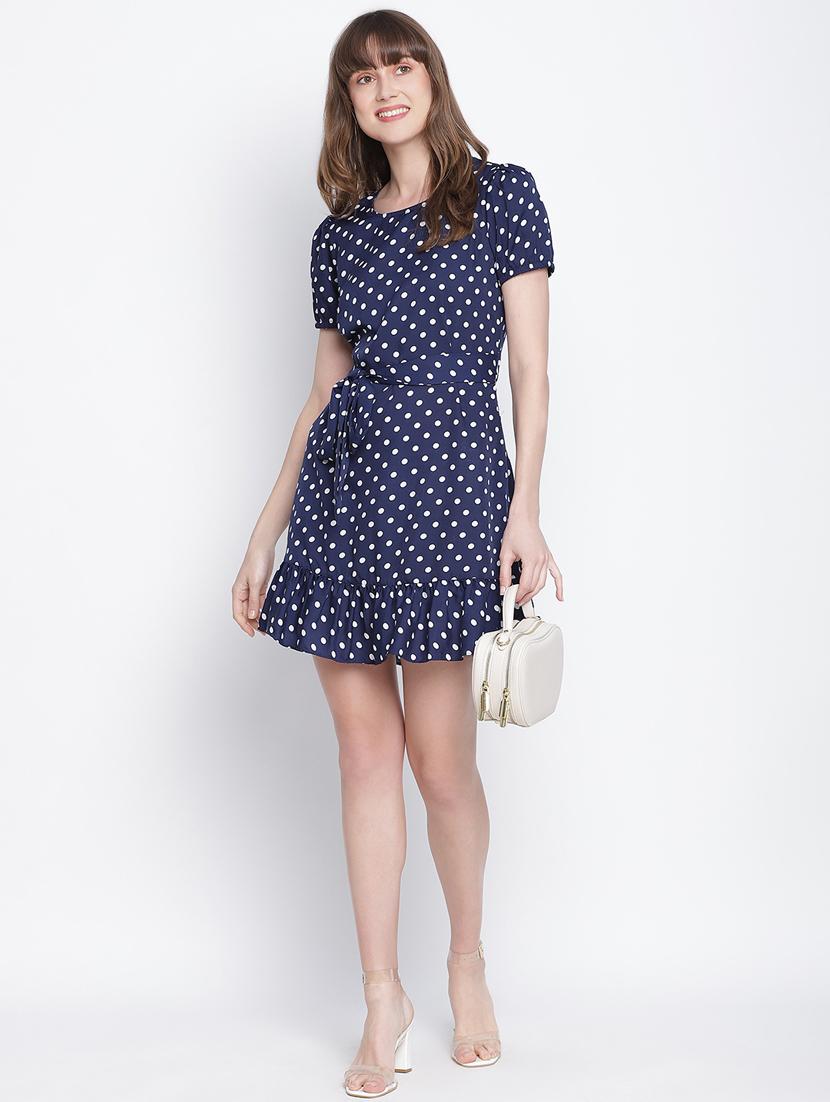 puff sleeved polka dots a-line dress - 18259580 - Standard Image - 3