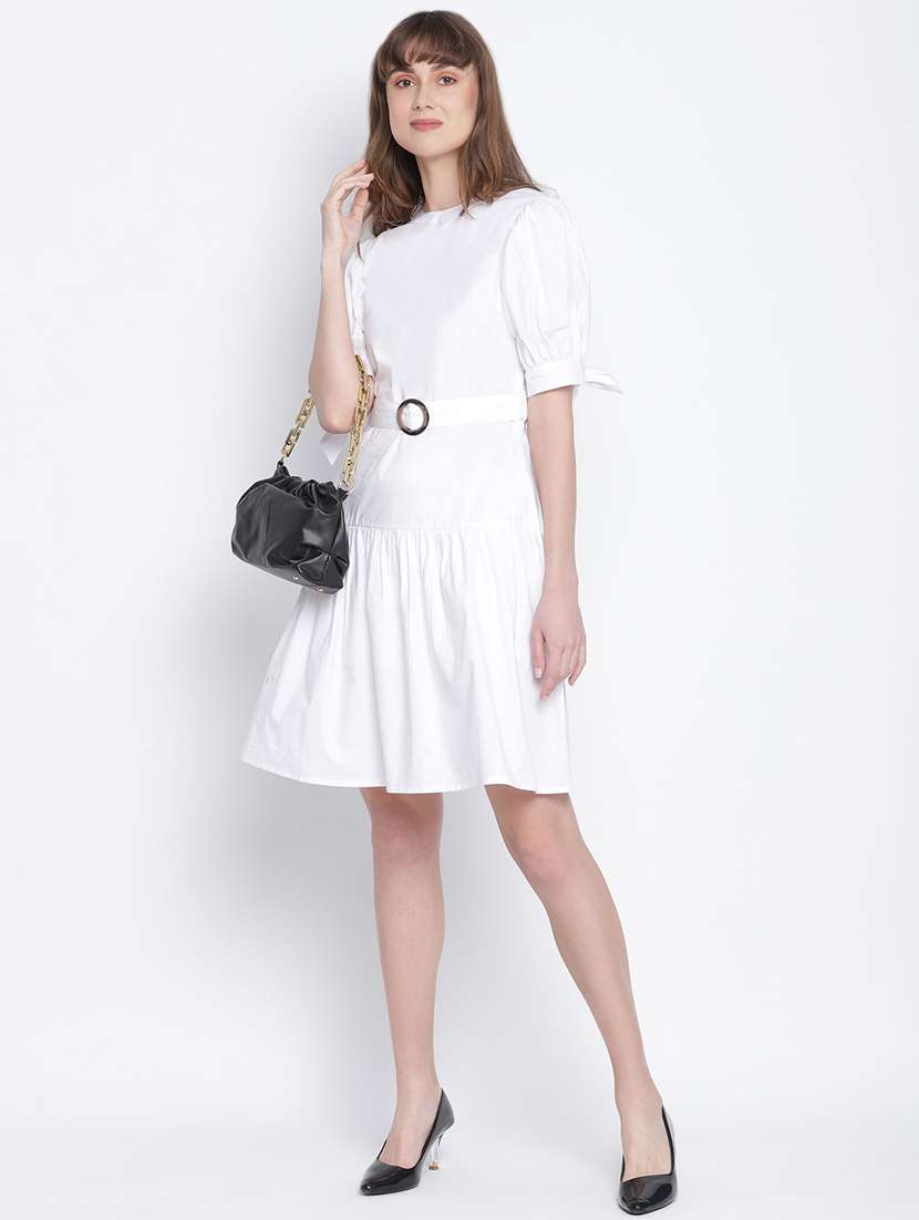 women's fit & flare solid dress - 18259597 -  Standard Image - 3