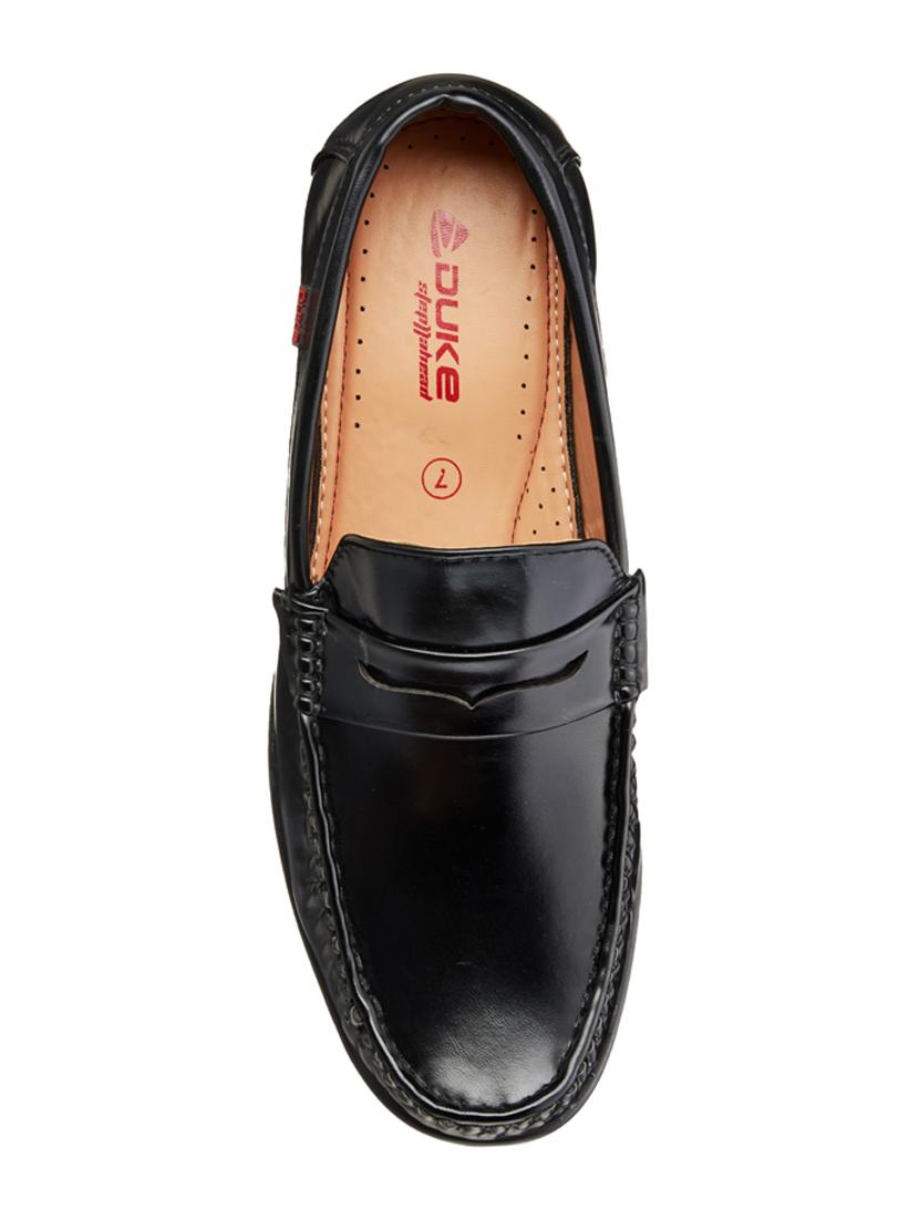 black synthetic slip on loafers - 18259642 - Standard Image - 3