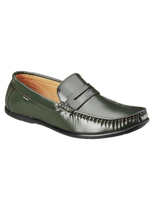 green synthetic slip on loafers - 18259645 - Standard Image - 0