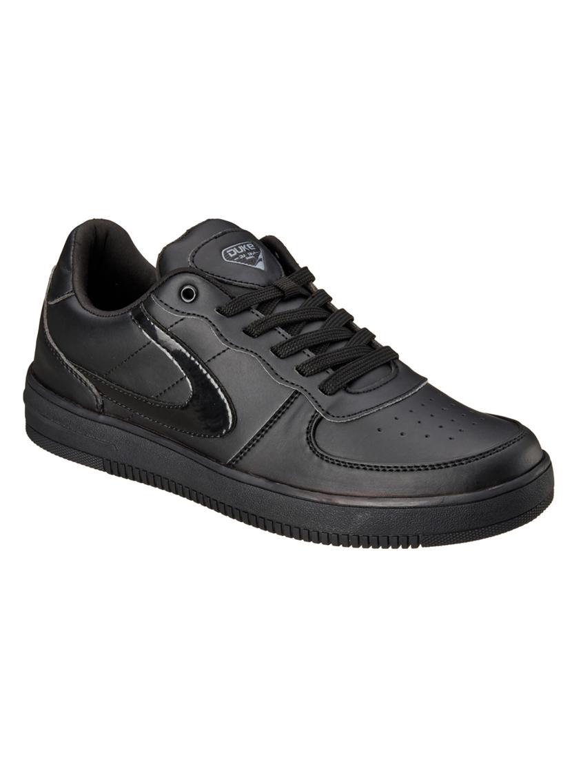black pu lace up sneakers