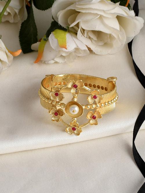 gold plated apollo kada bracelet - 18259795 - Standard Image - 0