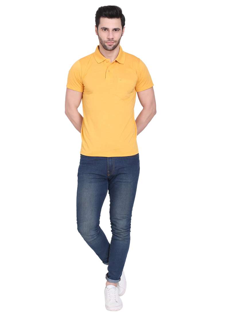 yellow solid polo t-shirt - 18259825 -  Standard Image - 3