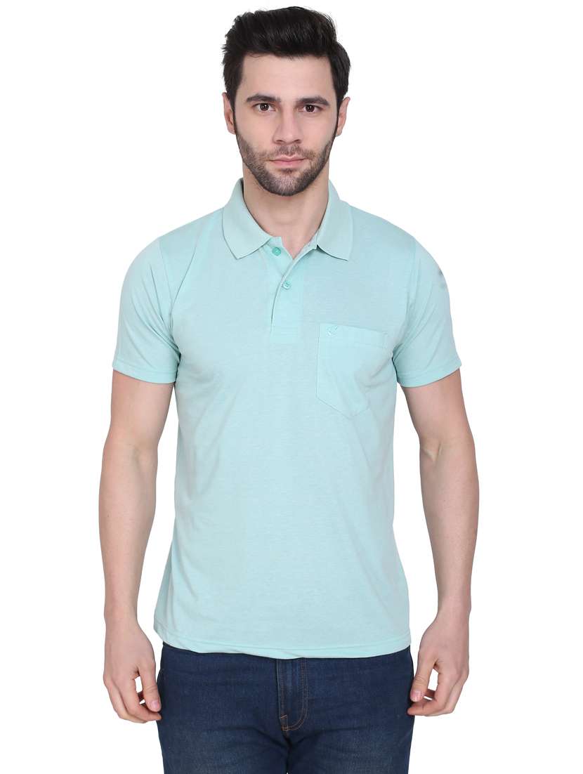 green solid polo t-shirt - 18259827 - Zoom Image - 0