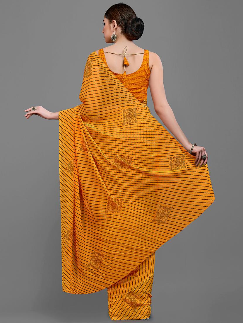 orange georgette printed saree with blouse - 18259860 - Standard Image - 3