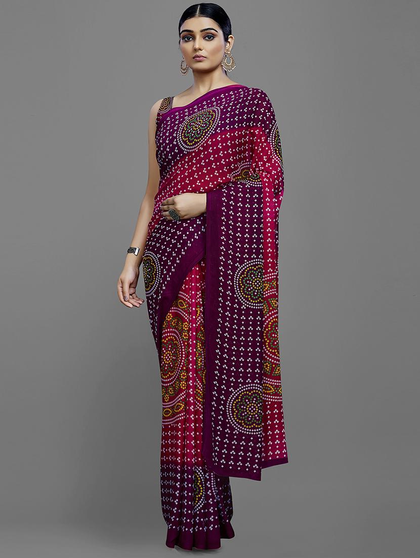 women's bandhani pink colored saree with blouse - 18259884 - Zoom Image - 0