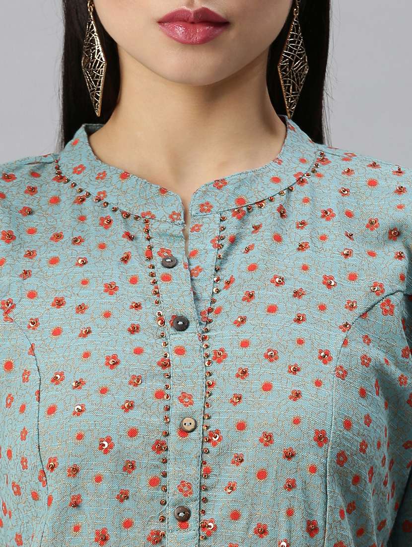 women self design mandarin neck kurta pant set  - 18260906 -  Standard Image - 5