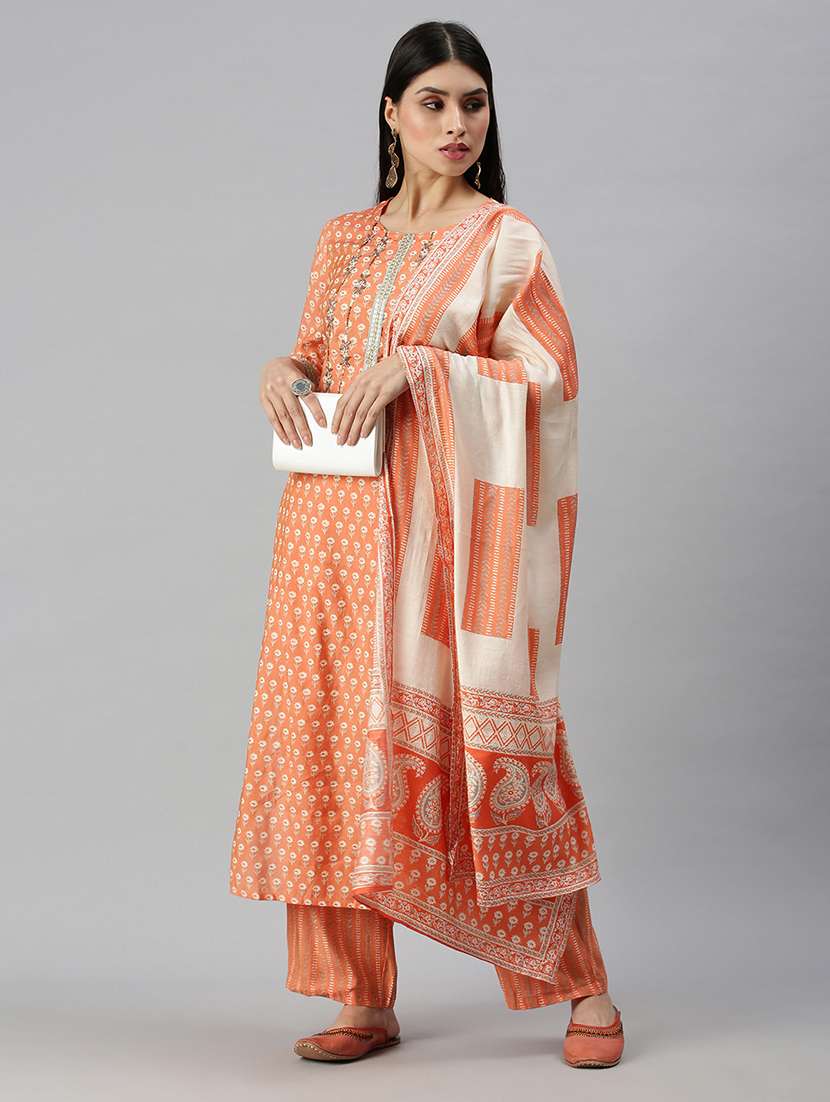 women floral kurta palazzo set with dupatta - 18260924 -  Standard Image - 3