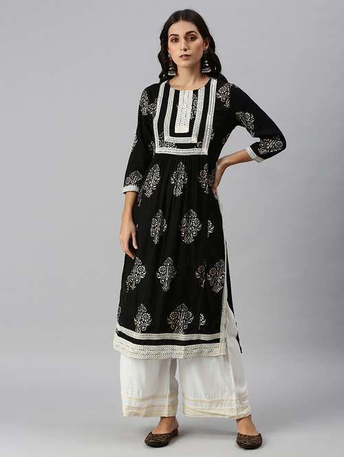 women floral kurta palazzo set with dupatta - 18260926 - Standard Image - 0