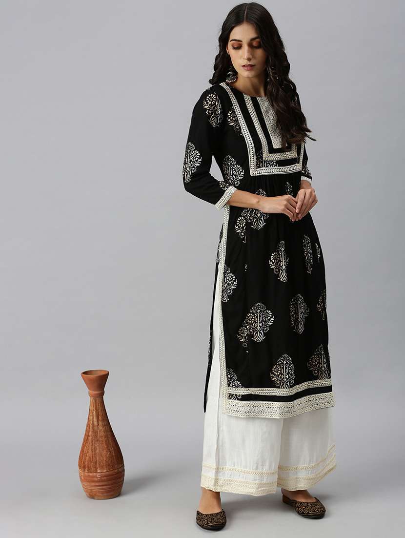 women floral kurta palazzo set with dupatta - 18260926 - Standard Image - 3